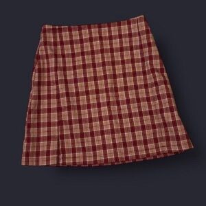 Brandy Melville Plaid A-Line Skirt - Red and Cream